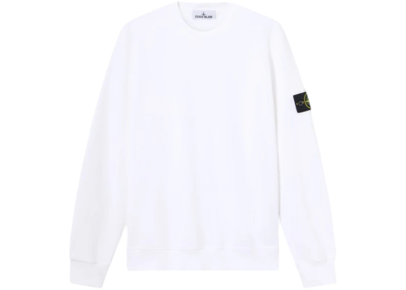 Stone Island 6100060 Organic Cotton Fleece Regular Fit Crewneck Sweatshirt White