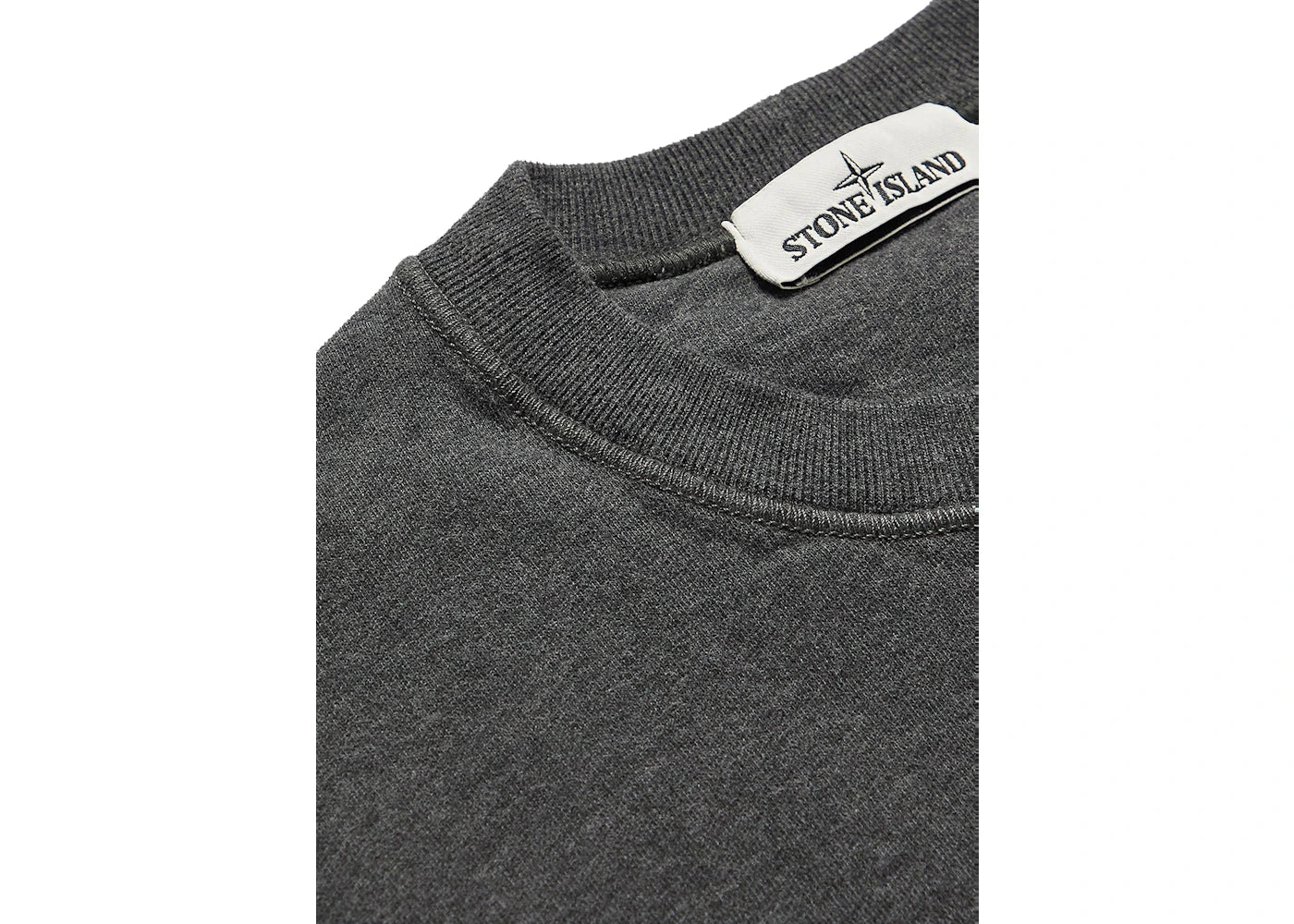 Stone Island 63020 Brushed Cotton Fleece Crewneck Dark Gray
