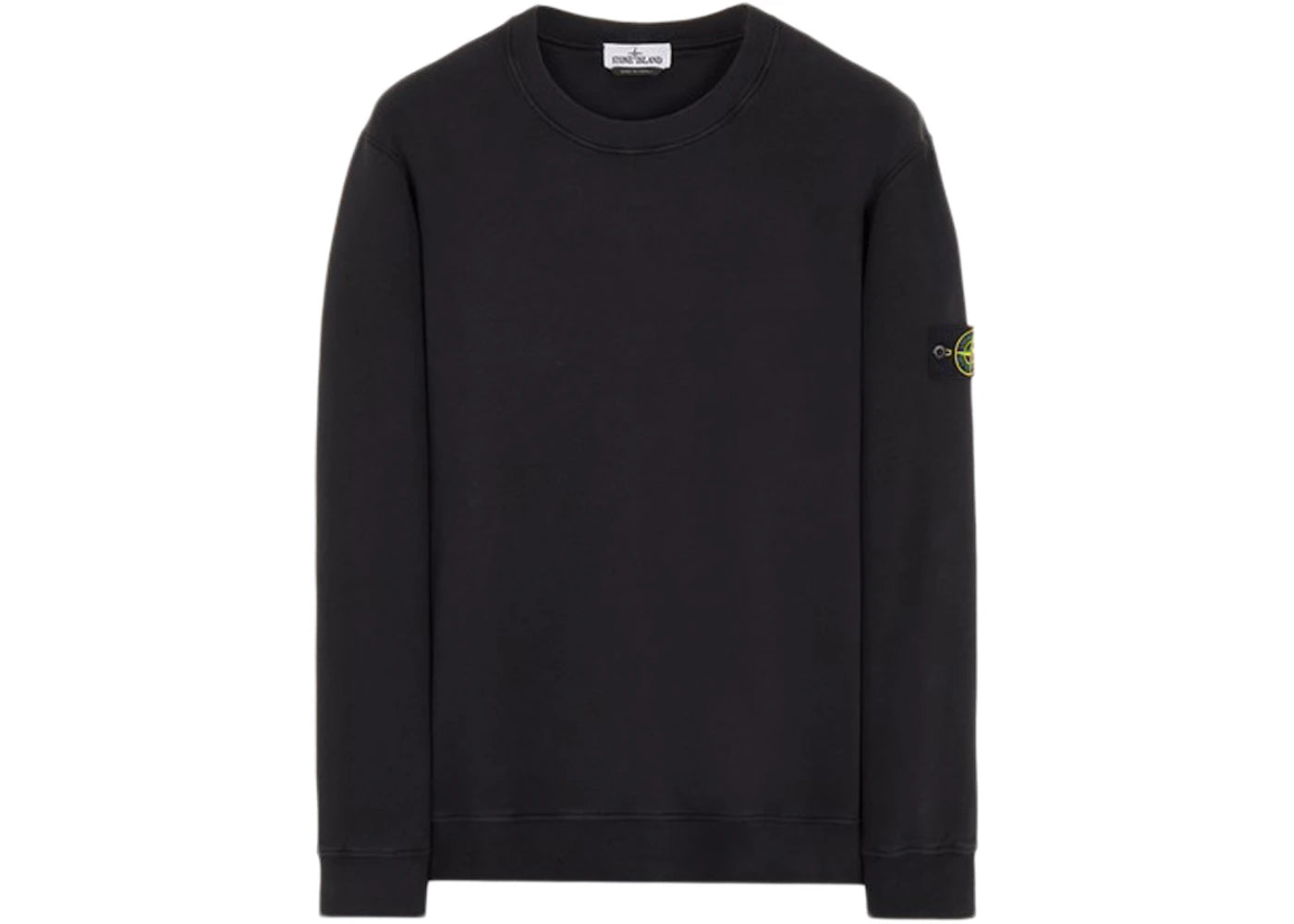 Stone Island 63020 Brushed Cotton Fleece Crewneck Sweater Black