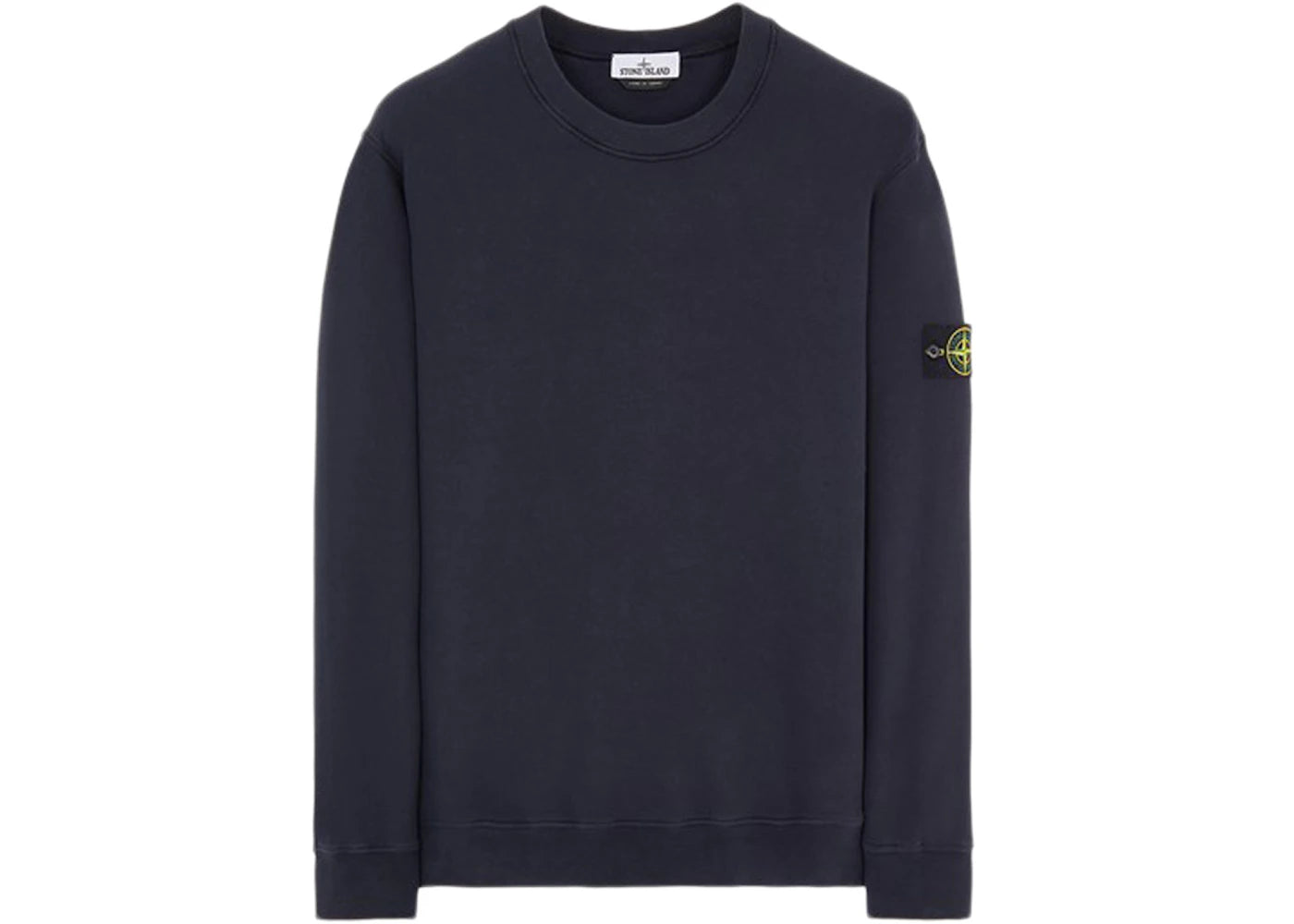 Stone Island 63020 Brushed Cotton Fleece Crewneck Sweater Blue