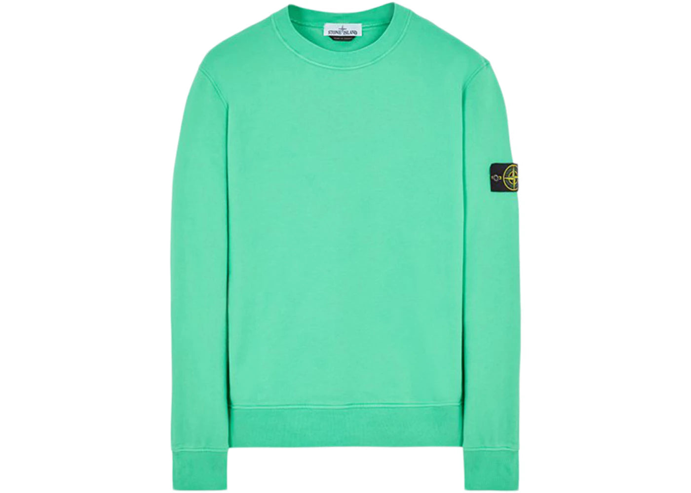 Stone Island 63020 Brushed Cotton Fleece Crewneck Sweater Light Green