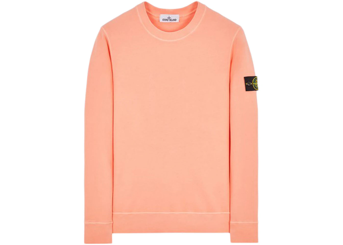 Stone Island 63020 Brushed Cotton Fleece Crewneck Sweater Peach