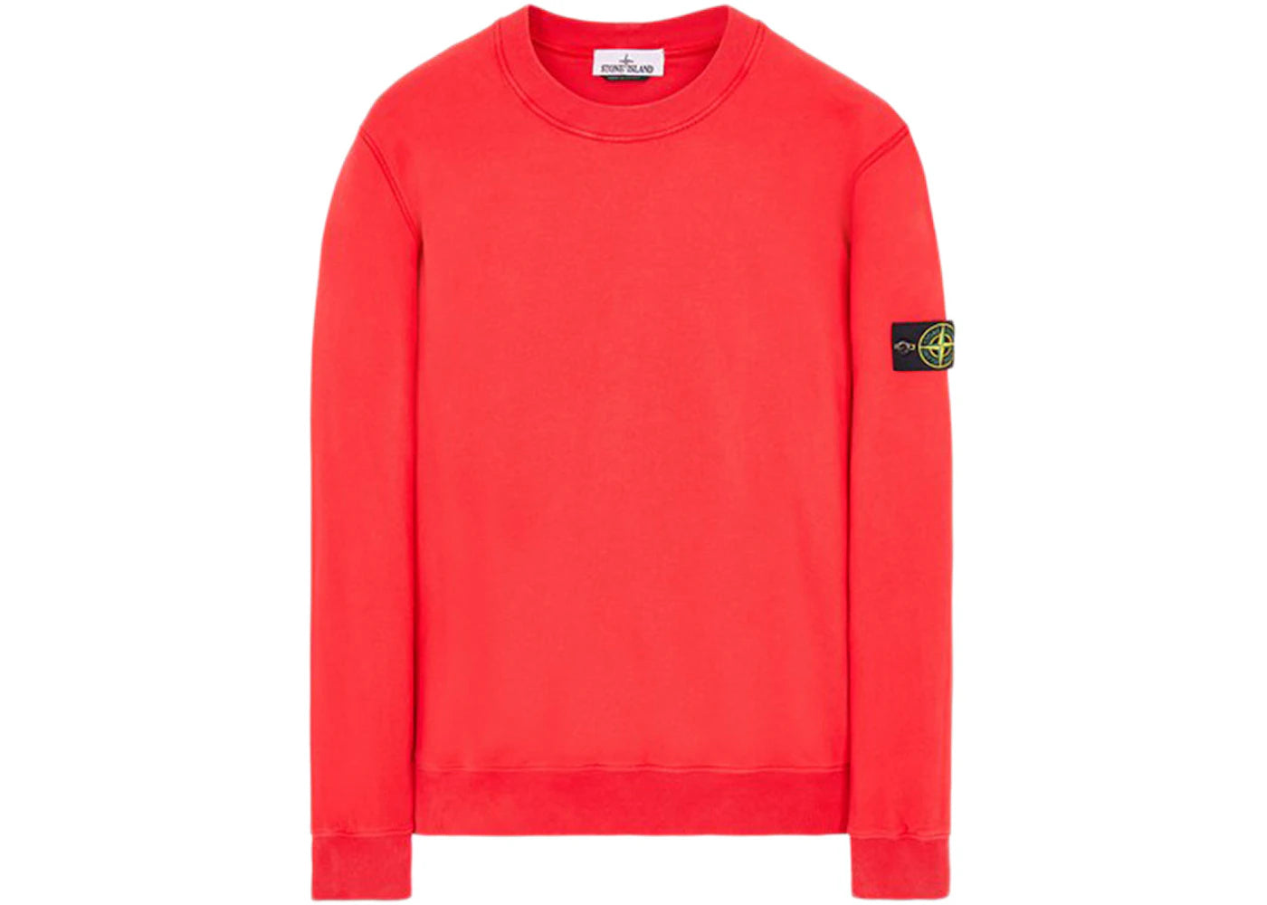 Stone Island 63020 Brushed Cotton Fleece Crewneck Sweater Red