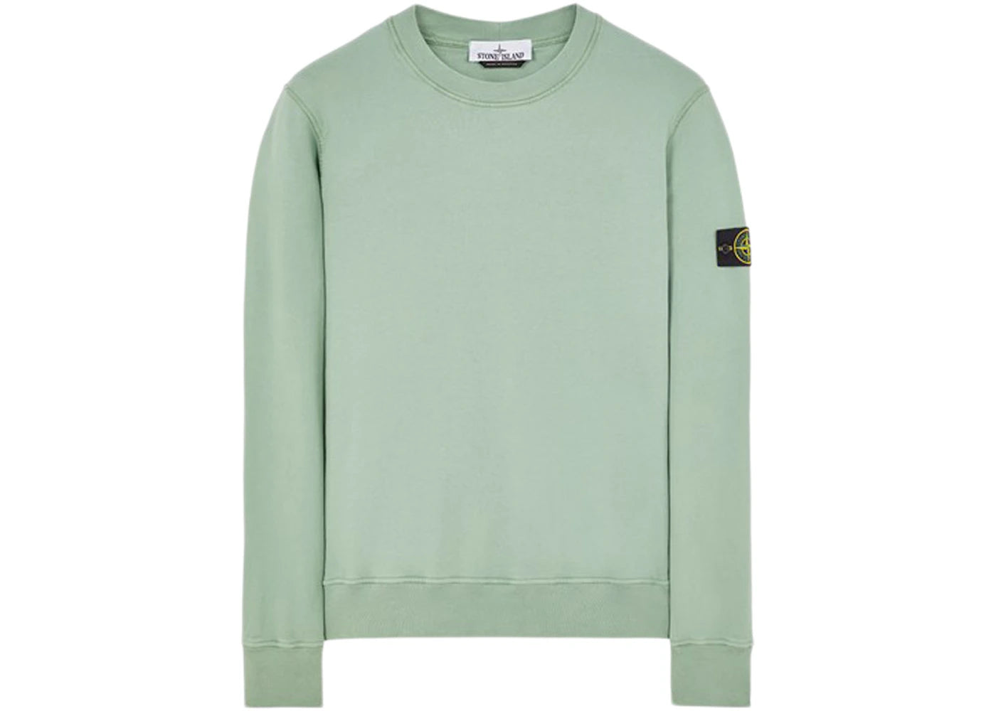 Stone Island 63020 Brushed Cotton Fleece Crewneck Sweater Sage Green