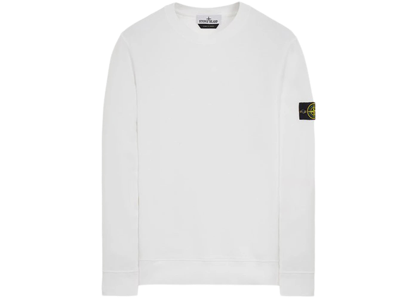 Stone Island 63020 Brushed Cotton Fleece Crewneck Sweater White