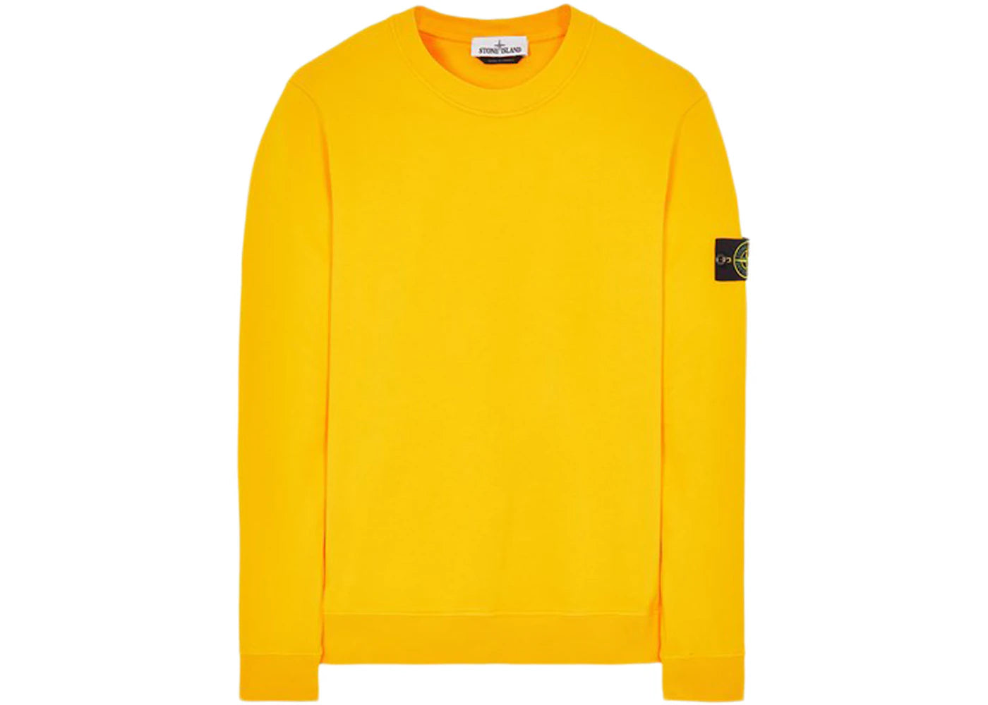 Stone Island 63020 Brushed Cotton Fleece Crewneck Sweater Yellow