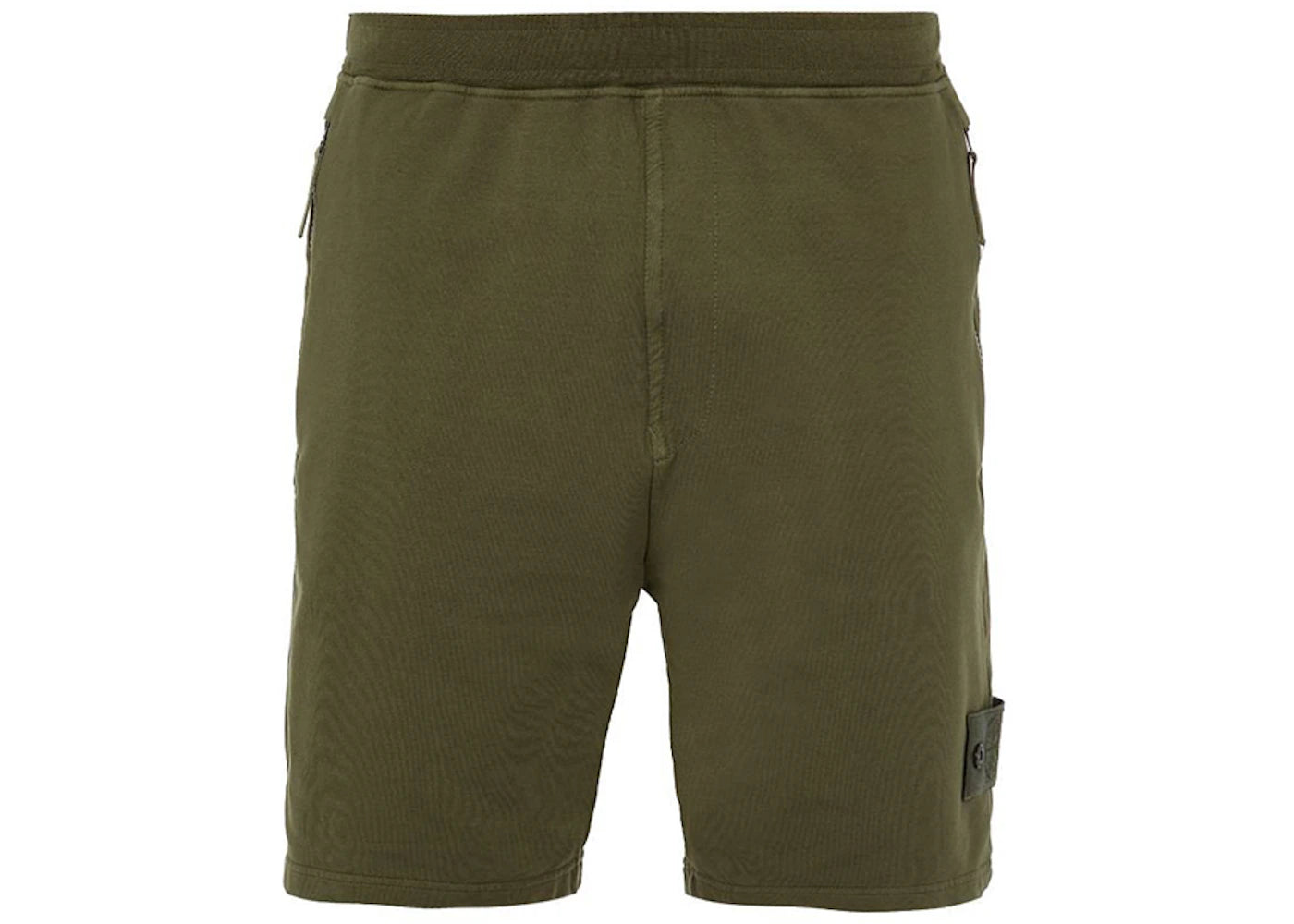 Stone Island 631F3 Cotton Stretch Fleece Ghost Piece Garment Dyed Shorts Khaki