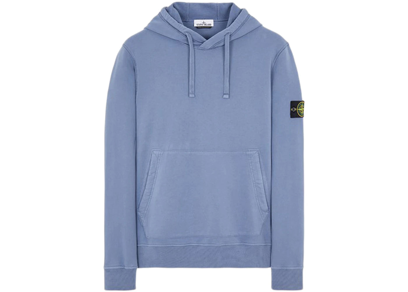 Stone Island 64120 Brushed Cotton Fleece Hooded Sweater Avio Blue