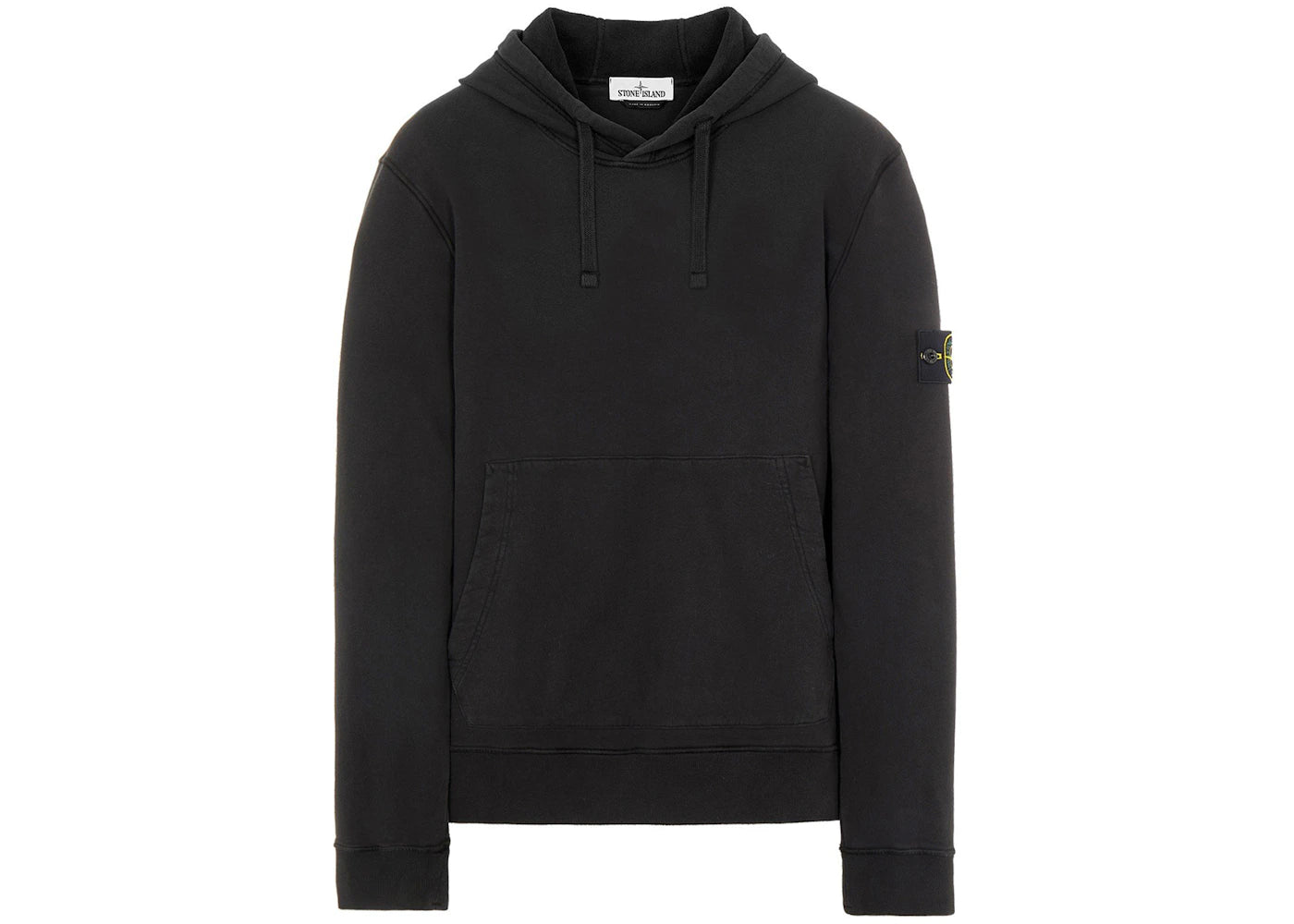 Stone Island 64120 Brushed Cotton Fleece Hooded Sweatshirt Black