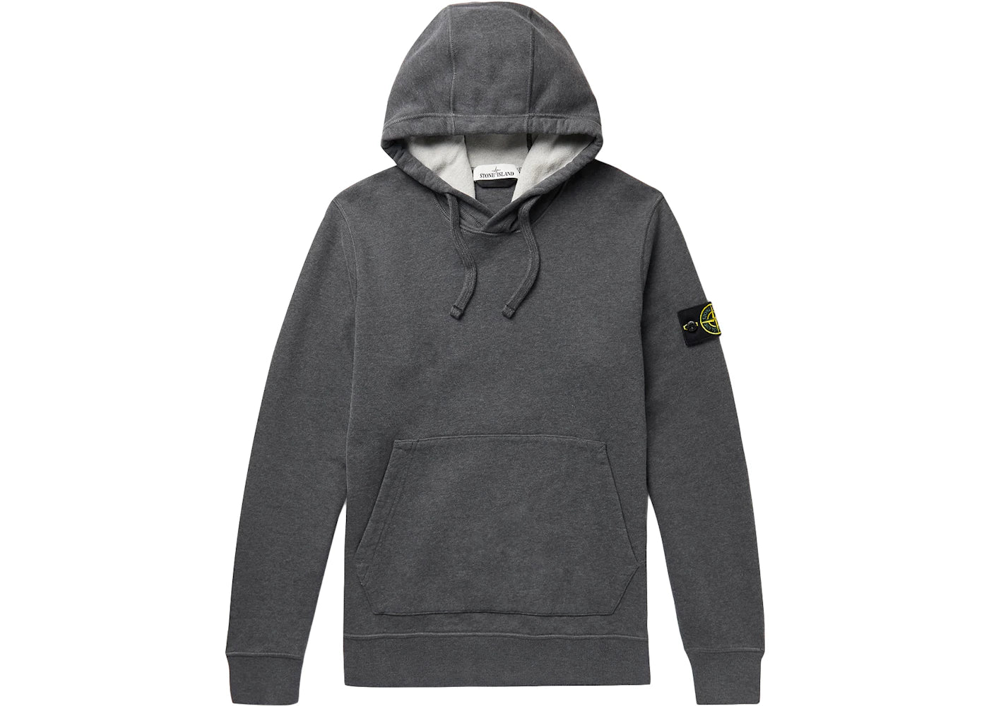 Stone Island 64120 Brushed Cotton Fleece Hooded Sweatshirt Dark Gray
