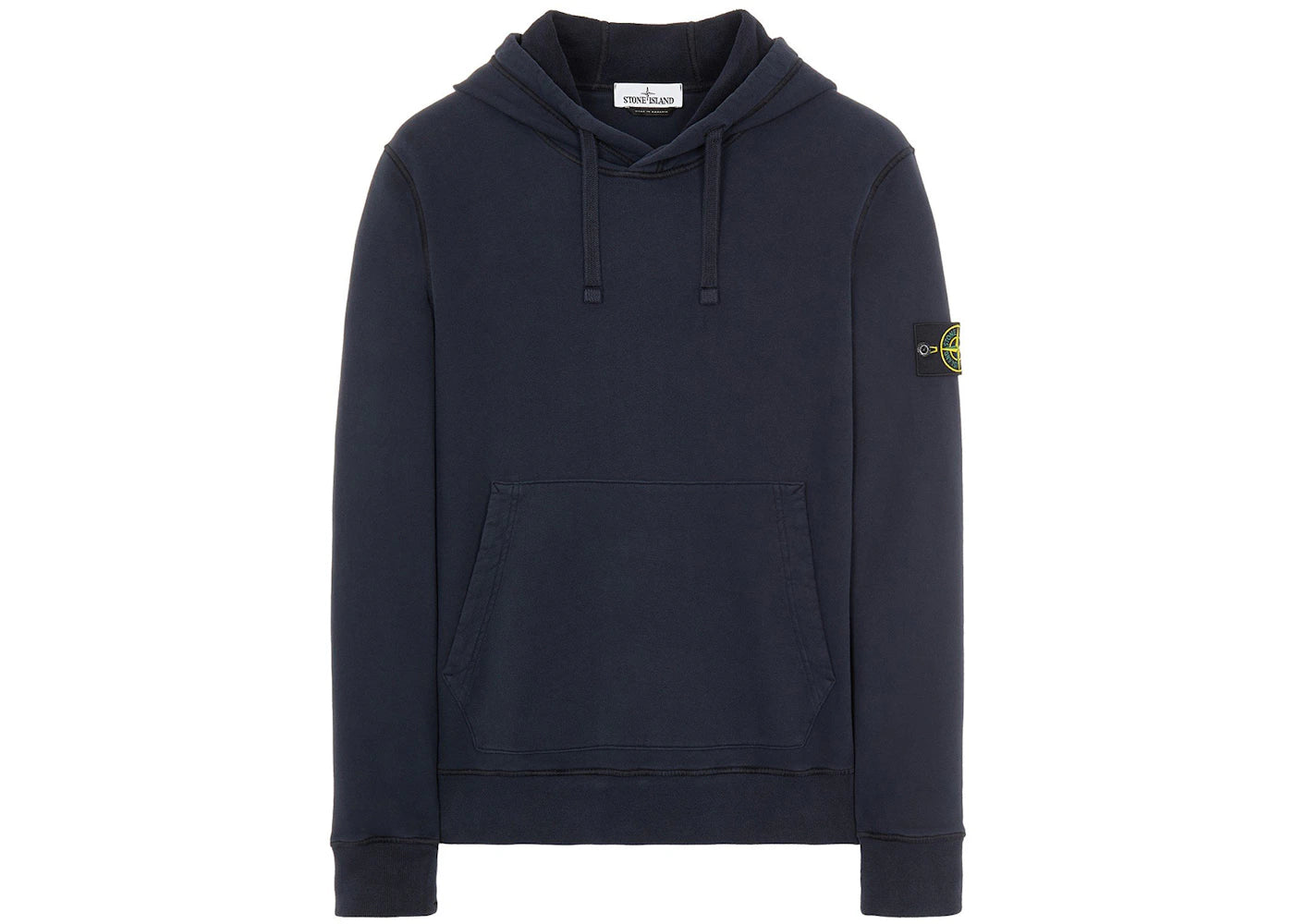 Stone Island 64120 Brushed Cotton Fleece Hooded Sweatshirt Navy