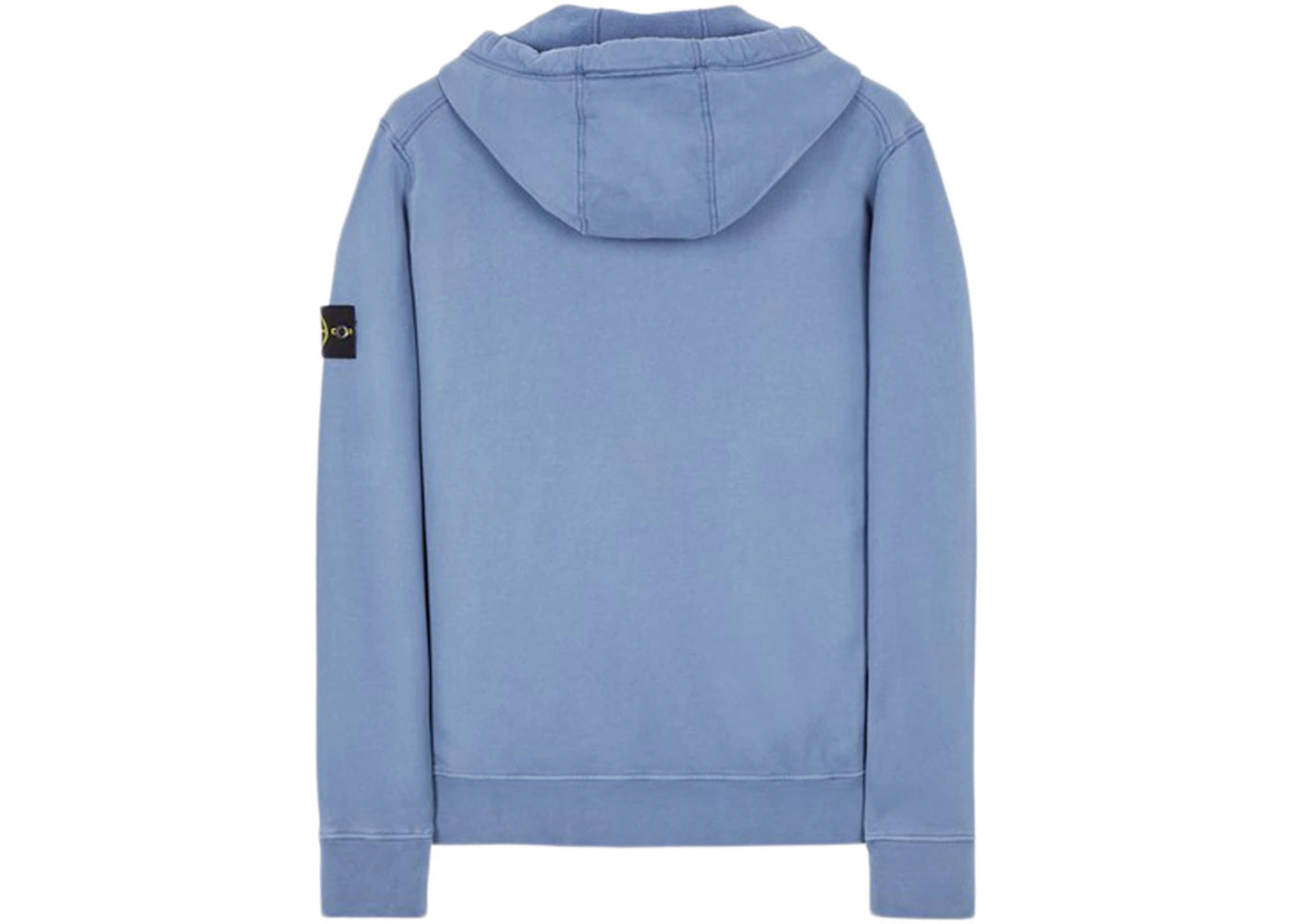 Stone Island 64220 Brushed Cotton Fleece Zip Up Hooded Sweatshirt Avio Blue