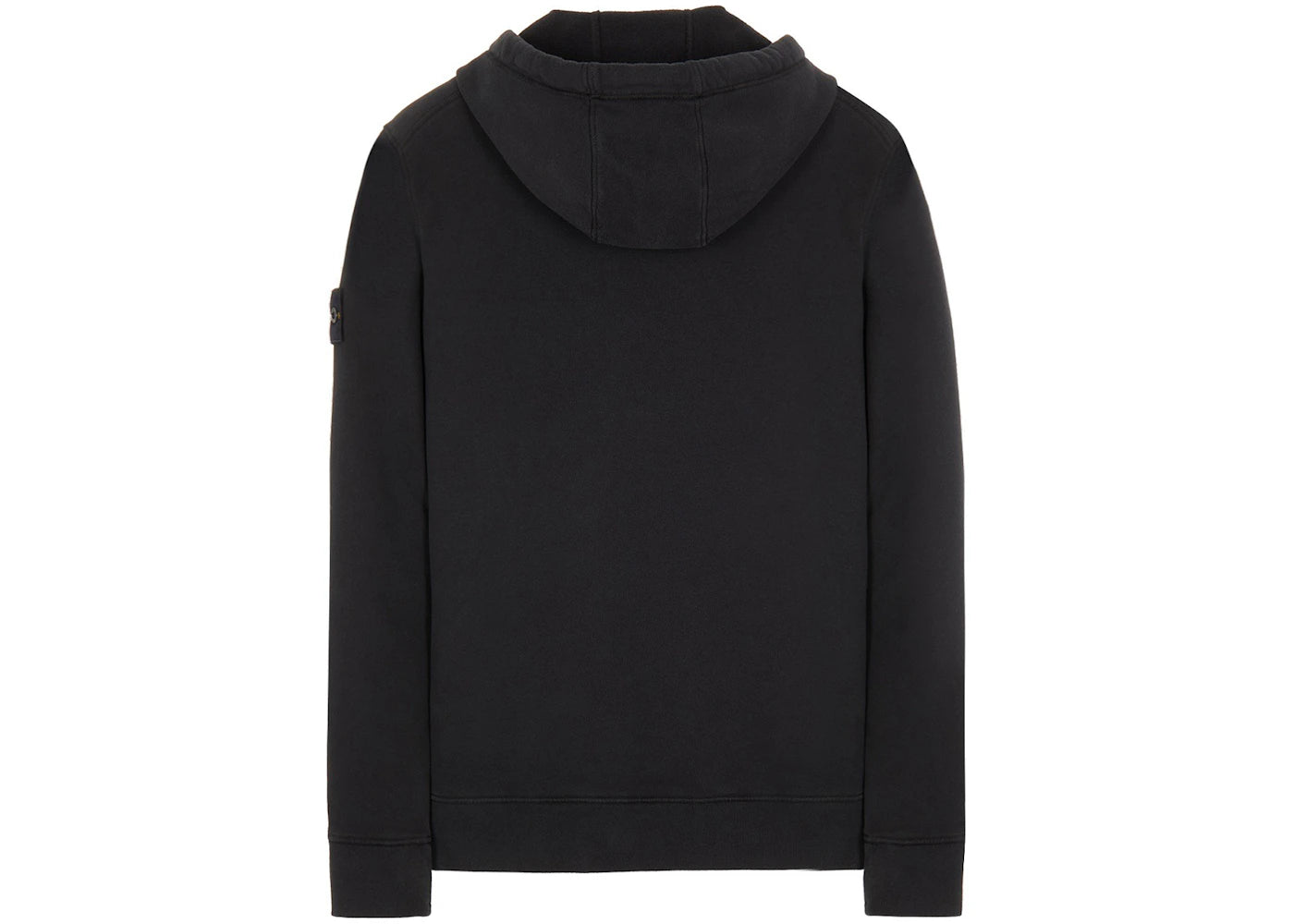 Stone Island 64220 Brushed Cotton Fleece Zip Up Hooded Sweatshirt Black
