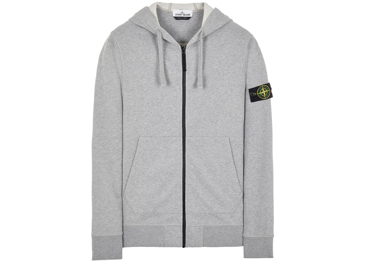 Stone Island 64220 Brushed Cotton Fleece Zip Up Hooded Sweatshirt Dust