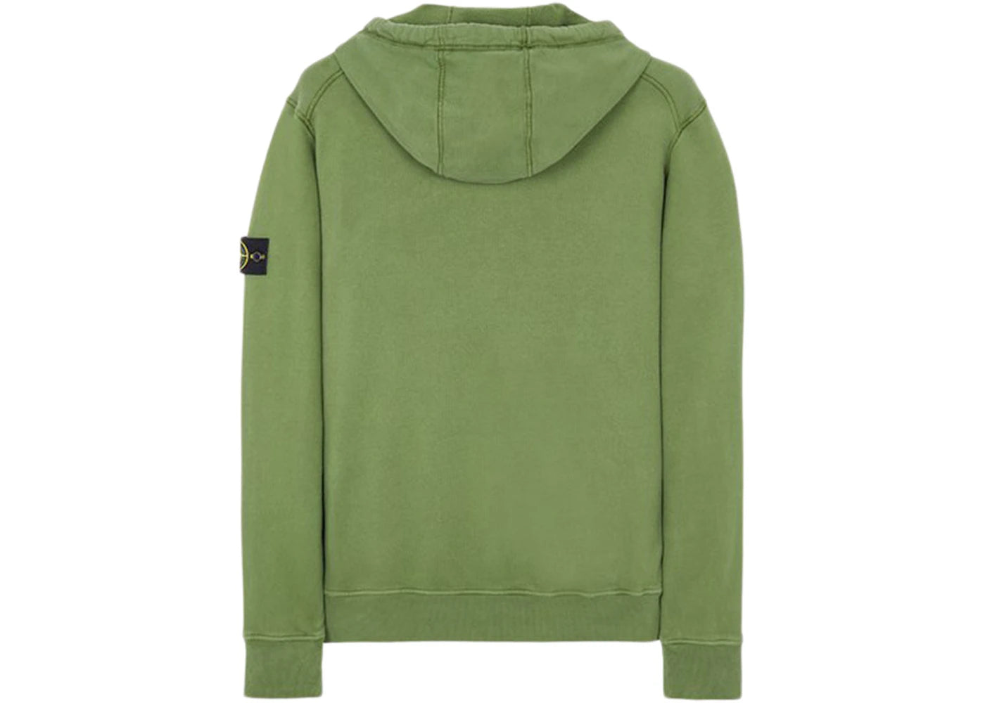 Stone Island 64220 Brushed Cotton Fleece Zip Up Hooded Sweatshirt Olive Green