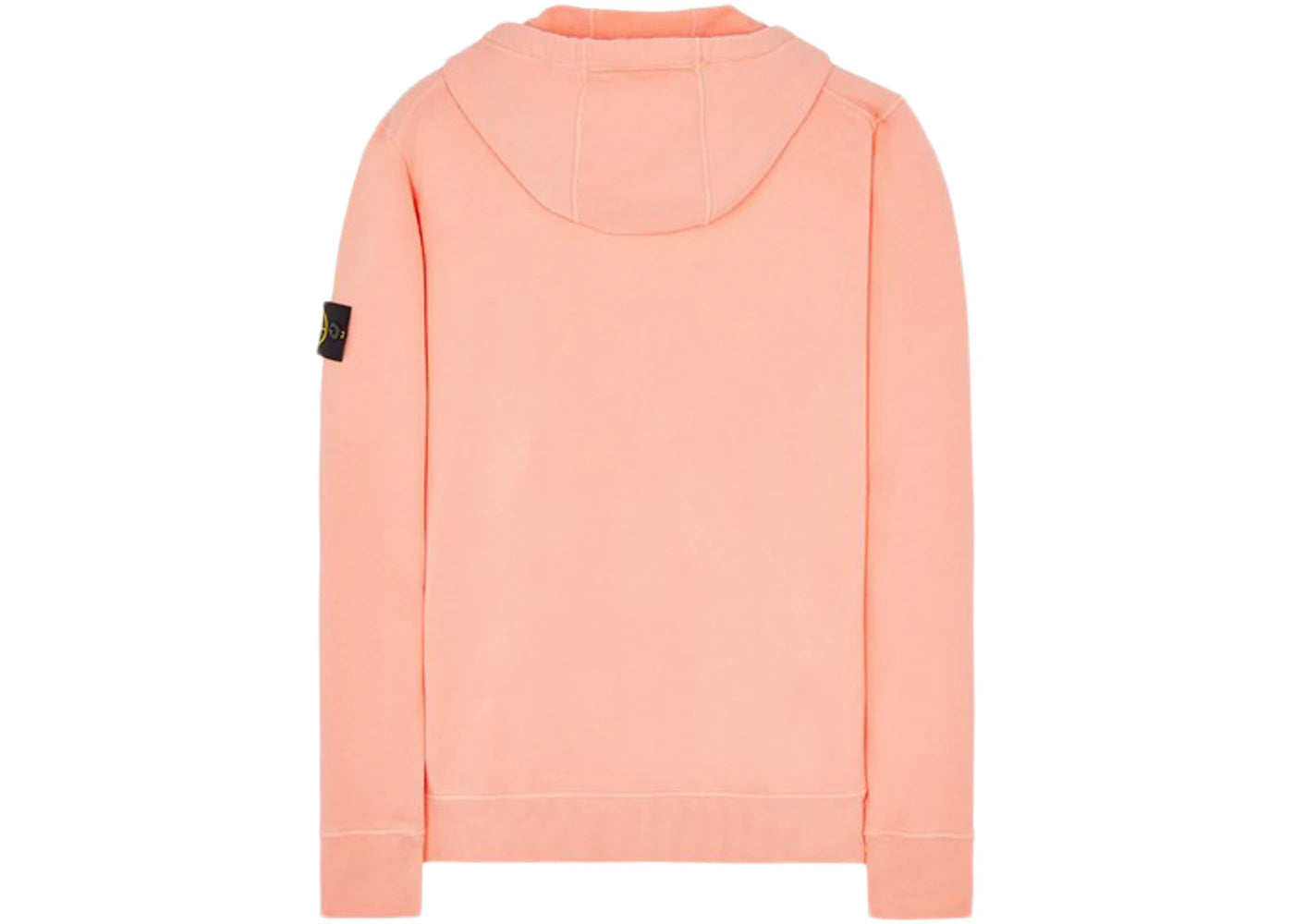 Stone Island 64220 Brushed Cotton Fleece Zip Up Hooded Sweatshirt Peach