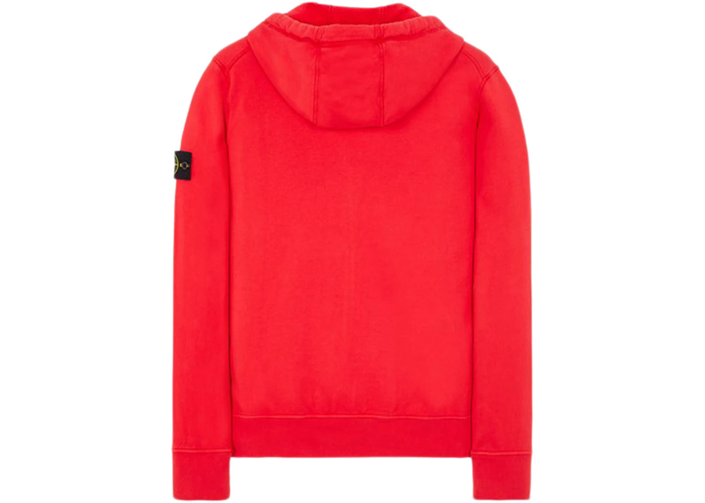 Stone Island 64220 Brushed Cotton Fleece Zip Up Hooded Sweatshirt Red