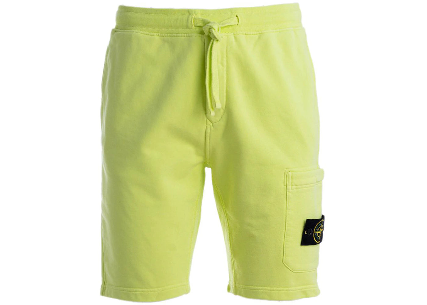 Stone Island 64651 Cotton Fleece Garment Dyed Shorts Neon Green