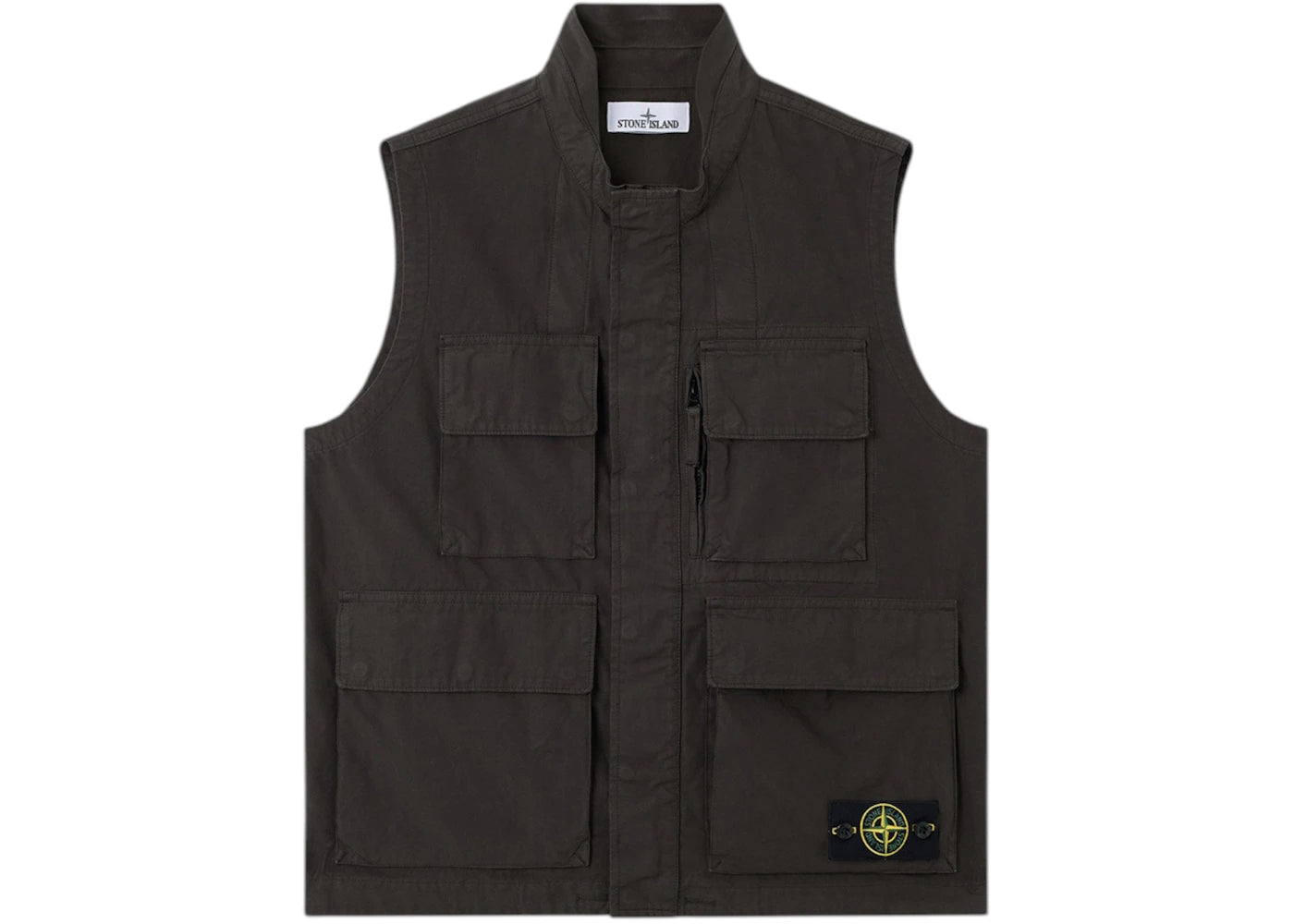 Stone Island Canvas Weave Cotton Organic Cotton G100001 Vest Lead Grey