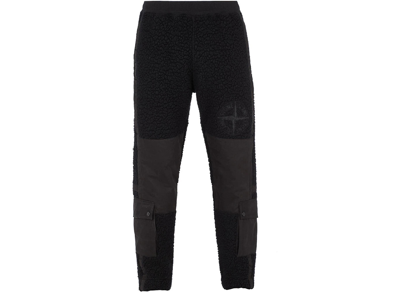 Stone Island Furry Wool Nylon Fleece Cargo Joggers Black