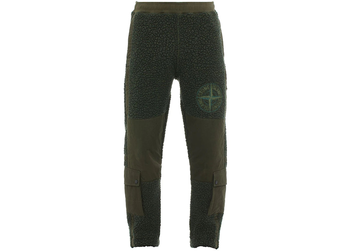 Stone Island Furry Wool Nylon Fleece Cargo Joggers Olive Green