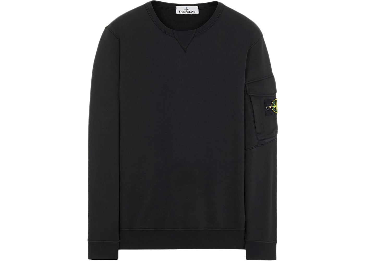 Stone Island Garment Dyed Cotton Fleece Crewneck Black