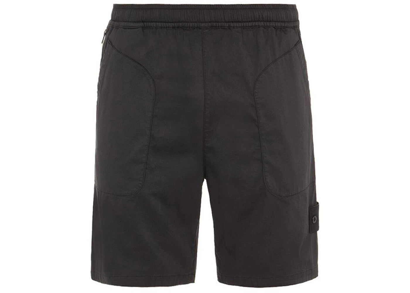 Stone Island L13F2 Stretch Cotton Lyocell Satin Ghost Piece Garment Dyed Shorts Black