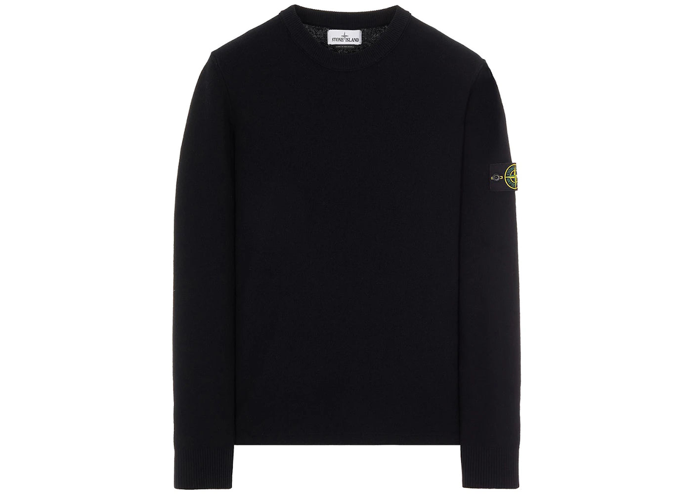 Stone Island Logo Appliqued Wool Knit Sweater Black