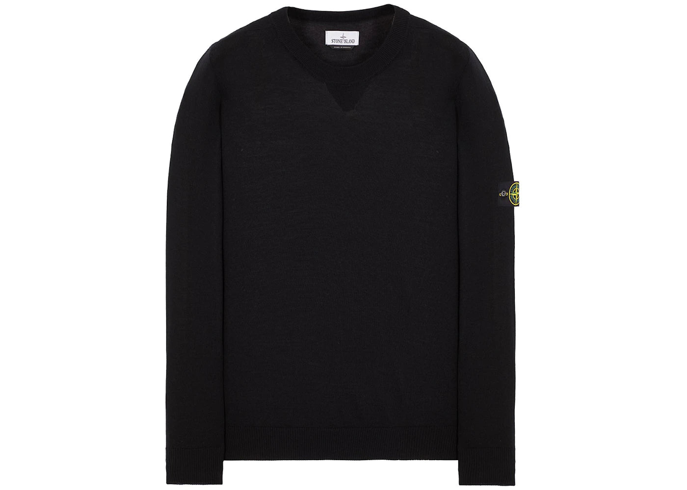 Stone Island Logo Appliqued Wool Sweater Black