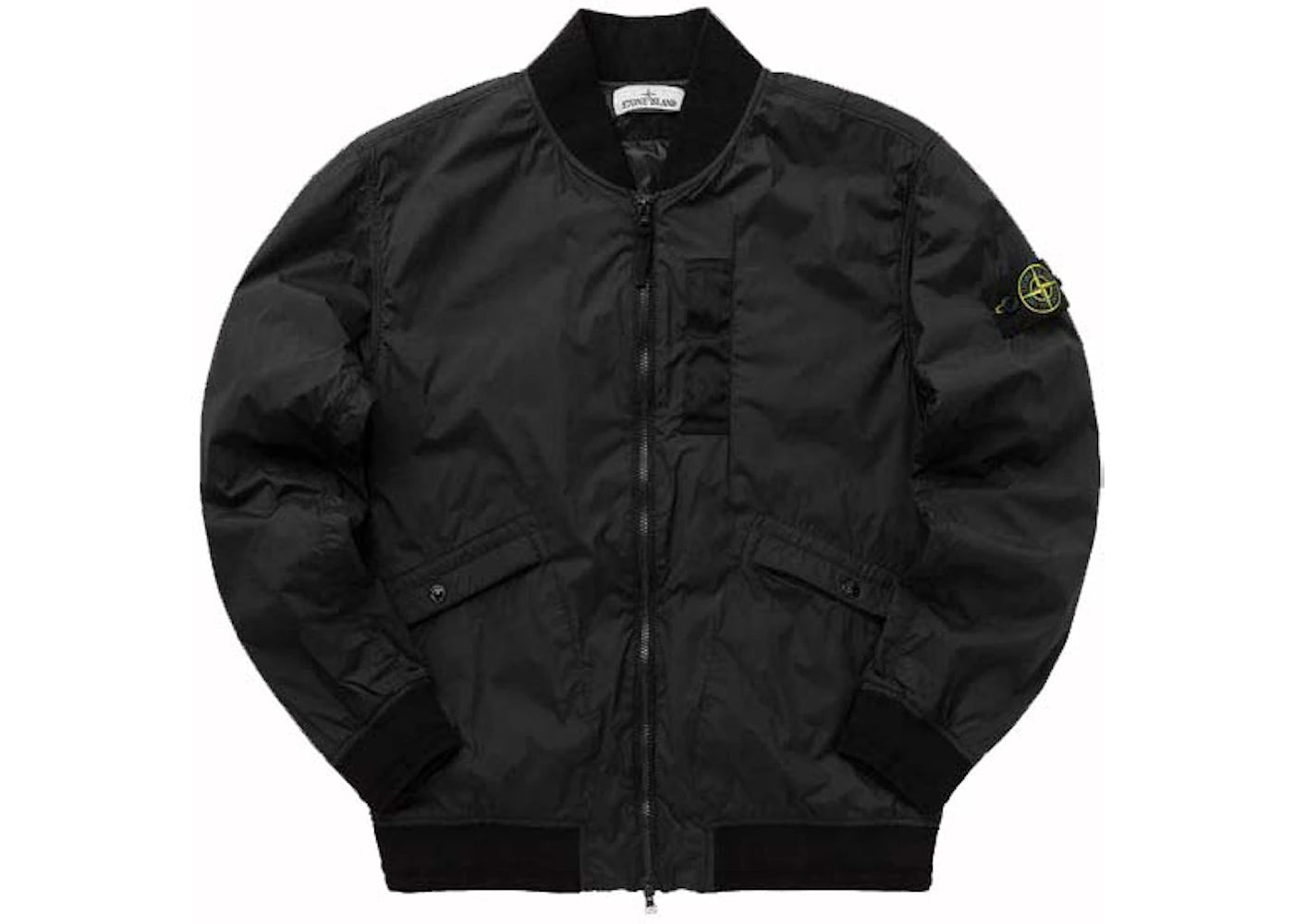 Stone Island Logo Patch Zip-Up Jacket Black