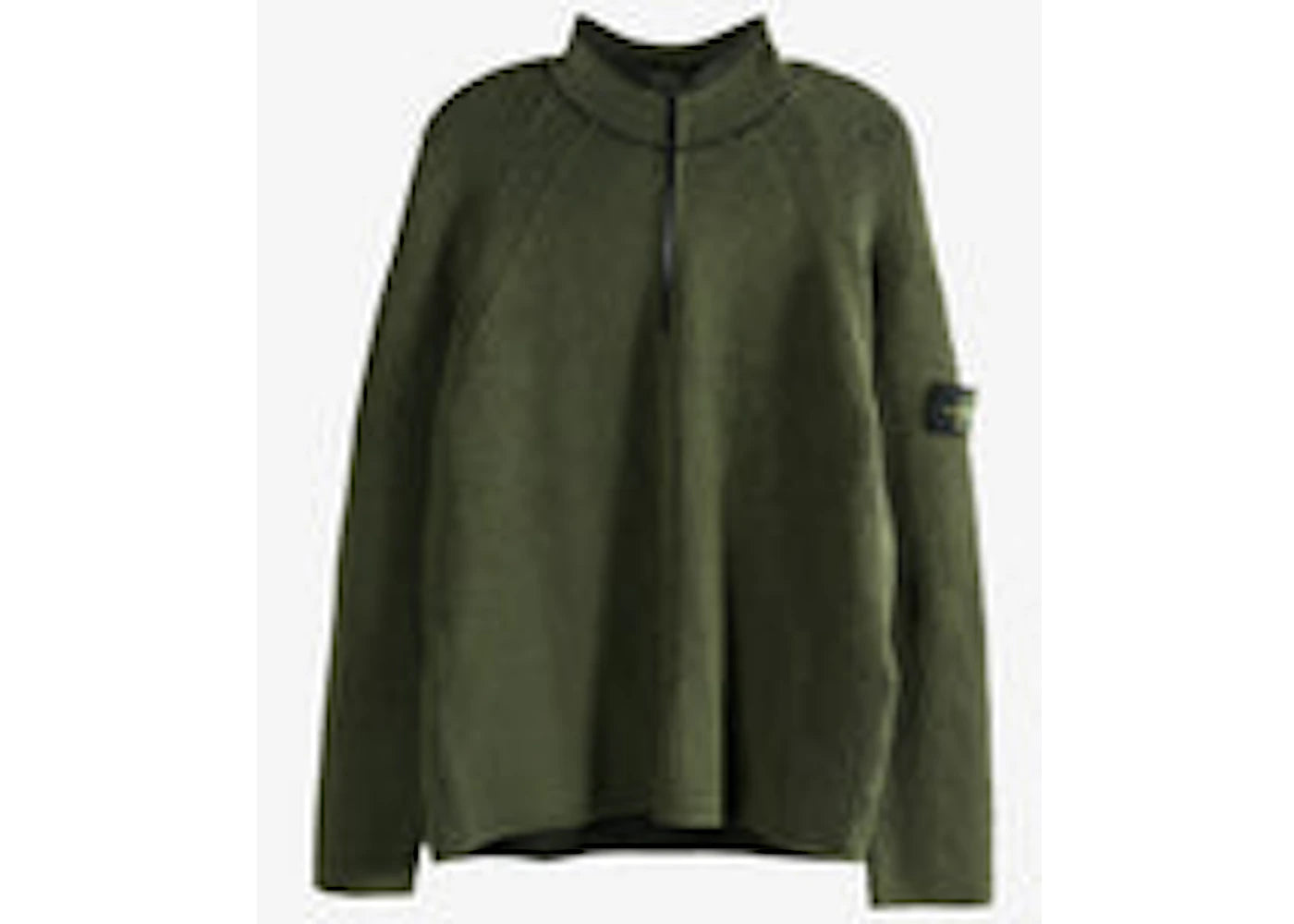 Stone Island Long Sleeves Half Zip Ribbed Polo Shirt Military Green