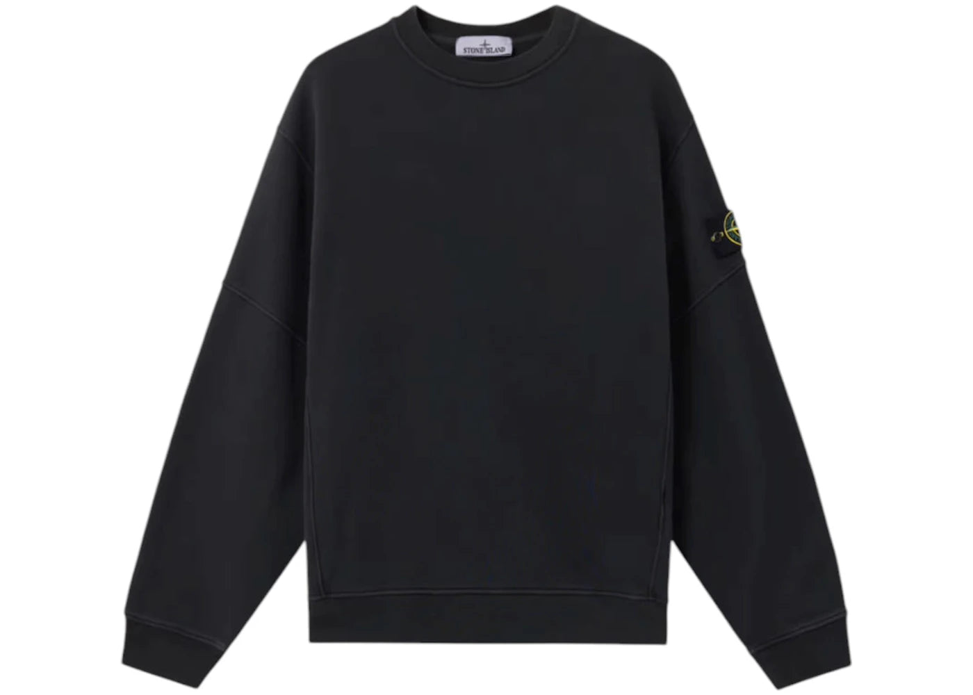 Stone Island Organic Cotton Diagonal Fleece Crewneck Black