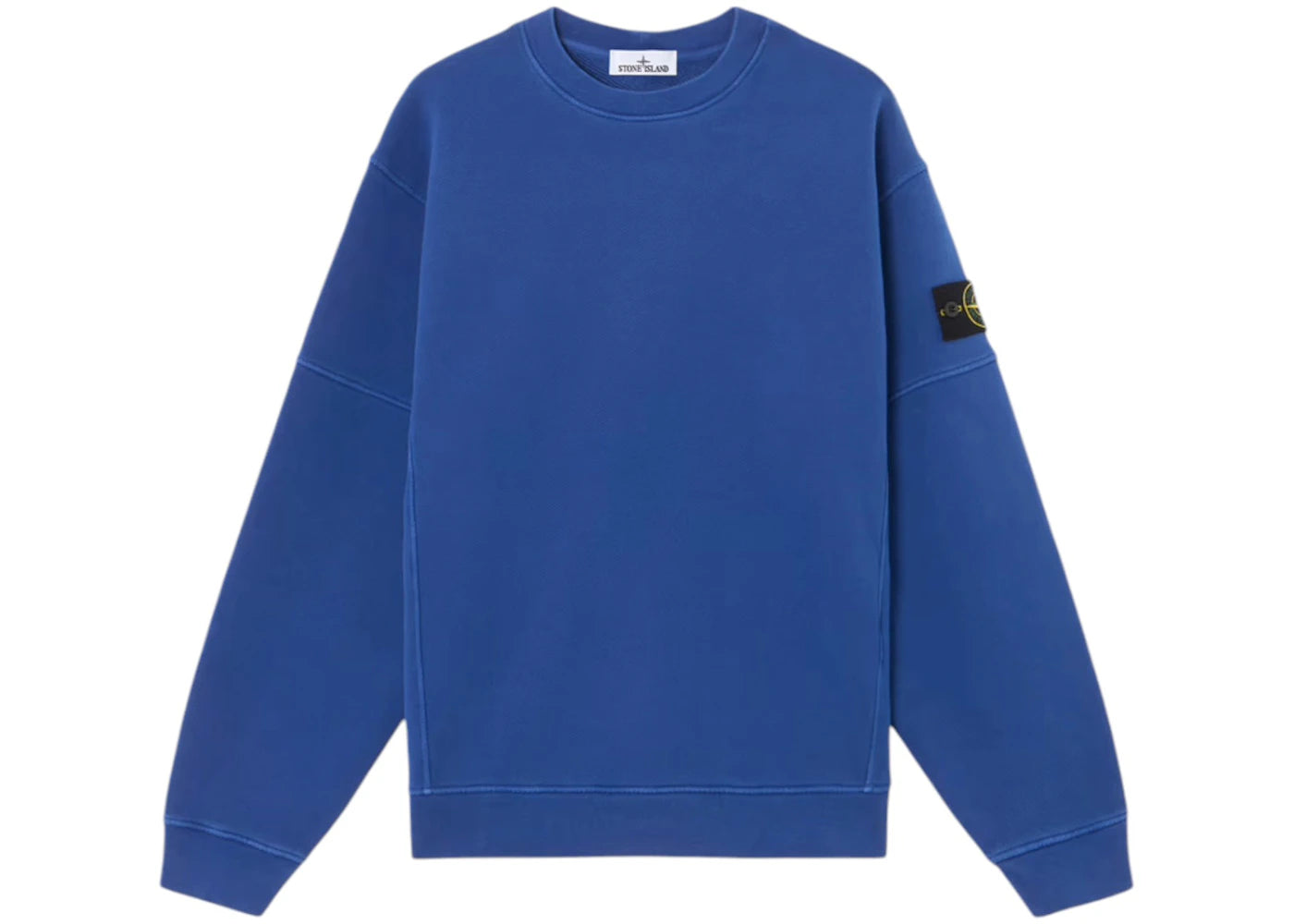 Stone Island Organic Cotton Diagonal Fleece Crewneck Blue