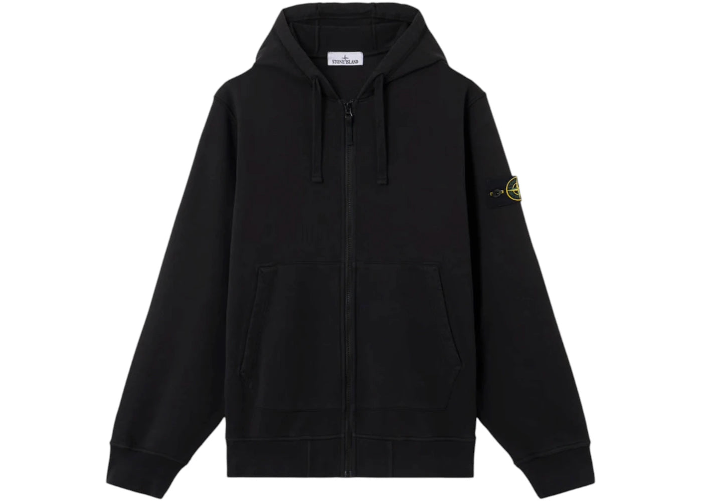 Stone Island Organic Cotton Fleece Regular Fit Zip-Up Sweatshirt Black