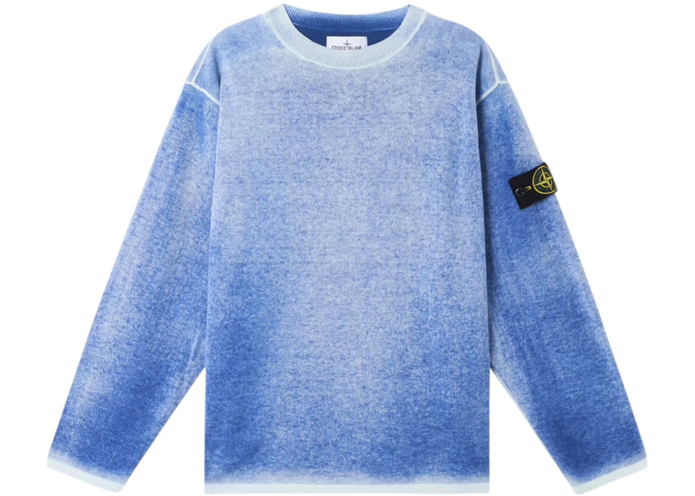 Stone Island Oversized Raw Hand Crewneck Blue