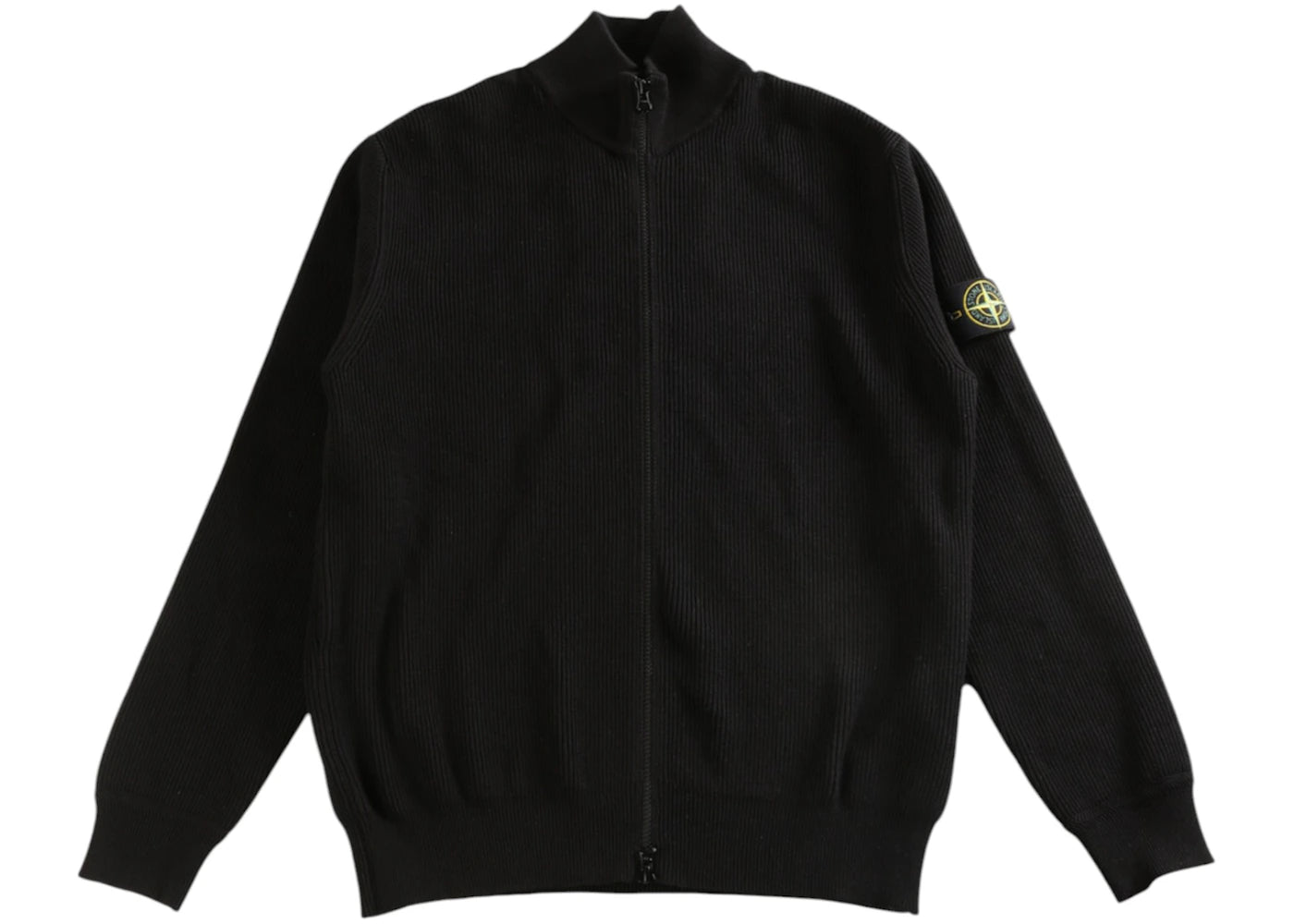 Stone Island Ribbed Full Zip Turtleneck Black