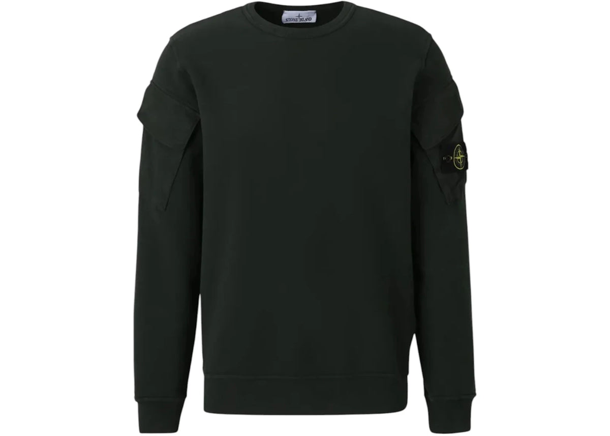 Stone Island Solid Color Arm Patch Sweatshirt Juniper