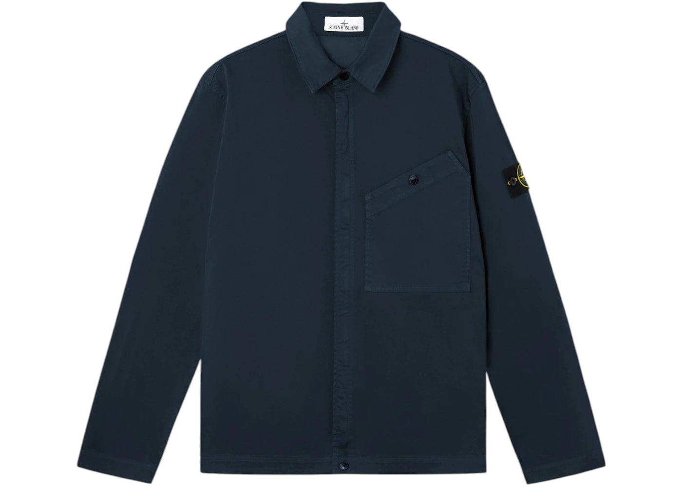 Stone Island Stretch Organic Cotton Satin 1200006 Overshirt Navy Blue