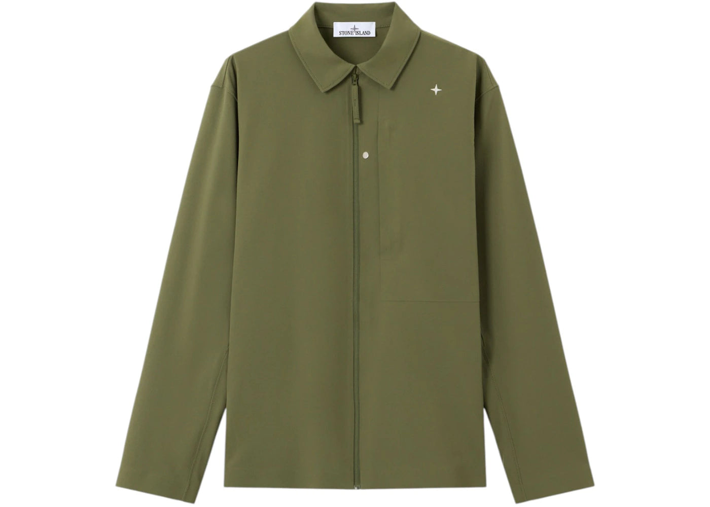 Stone Island Textured Stretch Nylon Stellina 1200024 Overshirt Olive Green