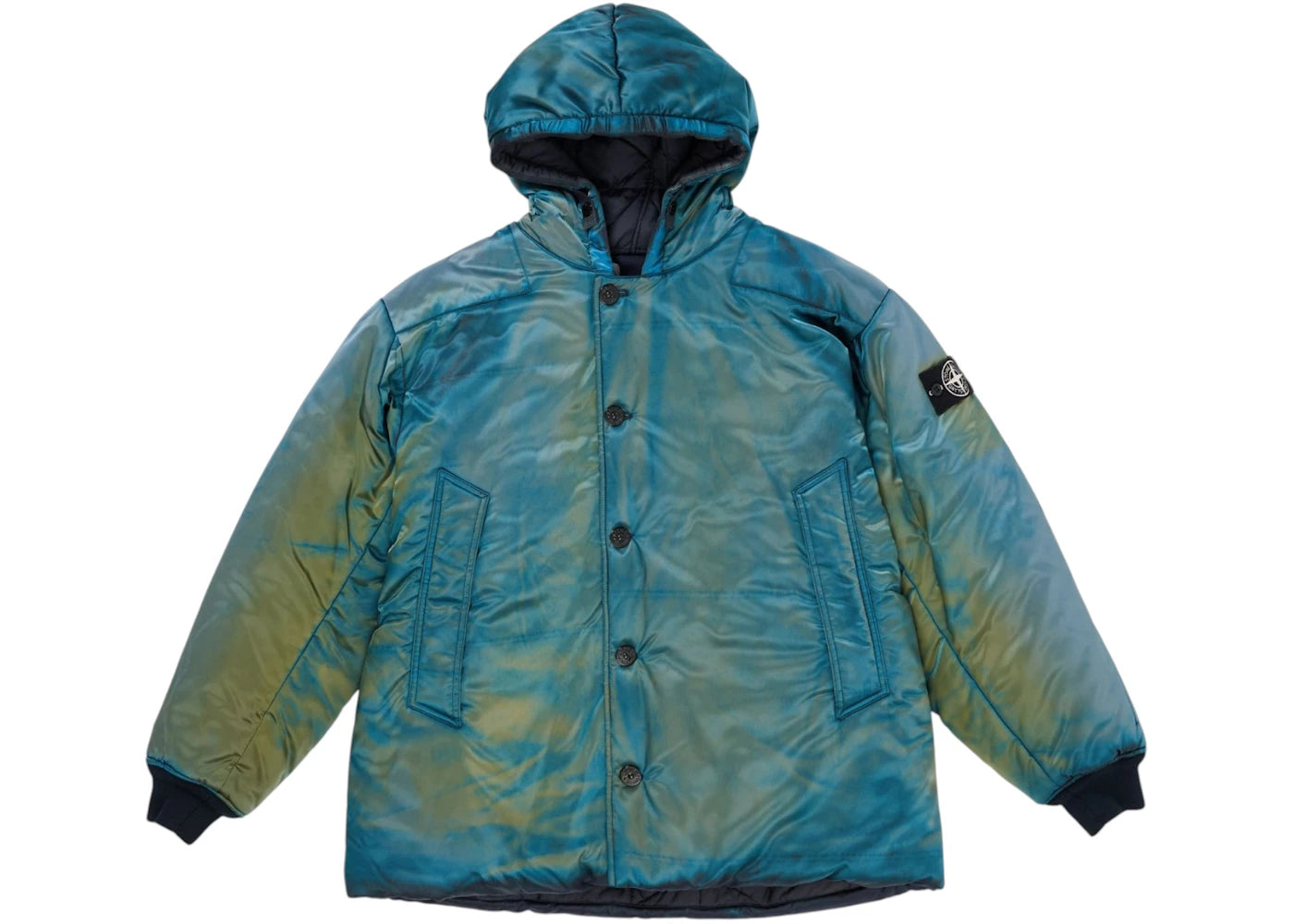 Stone Island x Porter Hand Corrosion on Nylon Twill Parka Blue
