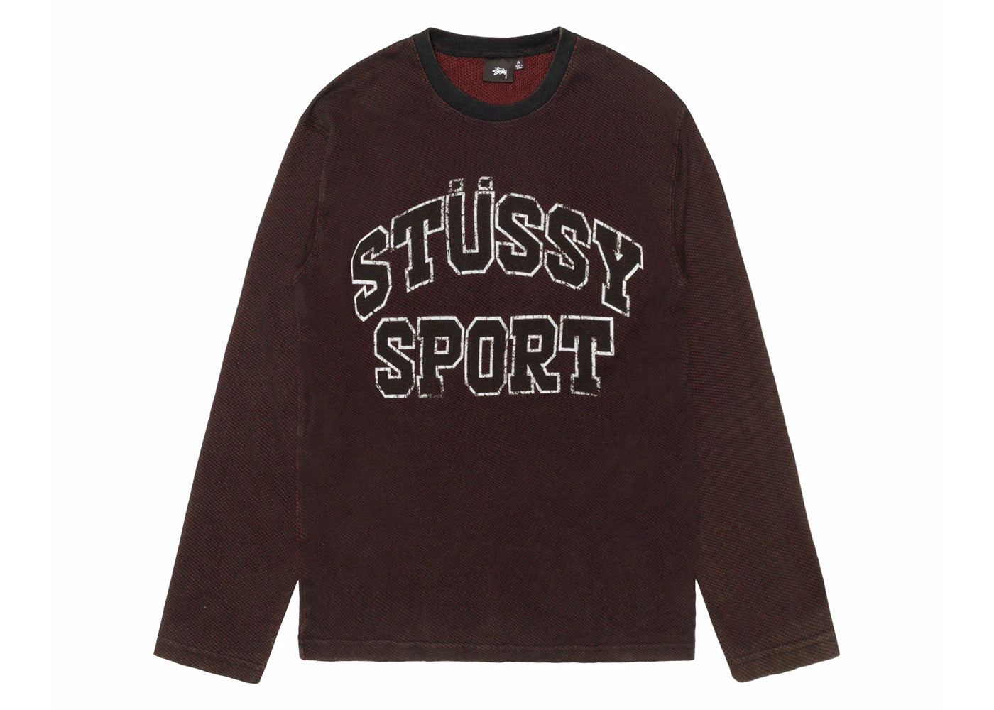Stussy 2 Tone Cotton Mesh Crew Black