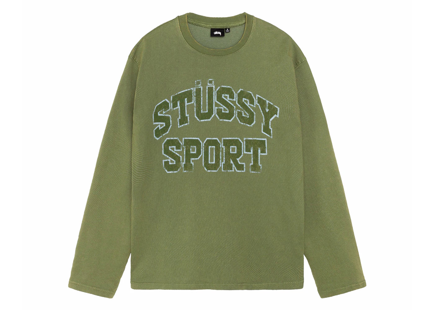 Stussy 2 Tone Cotton Mesh Crew Green
