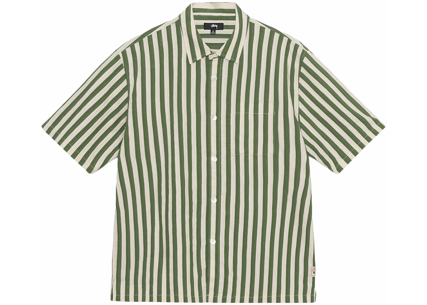 Stussy Boxy Flat Striped Hem Shirt Green