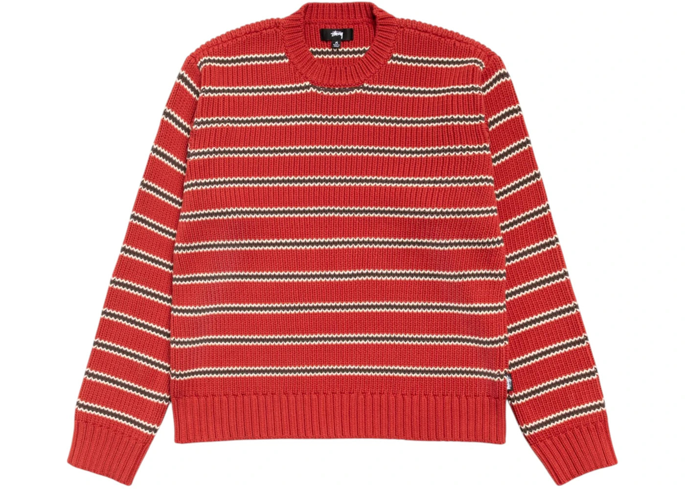 Stussy Chunky Cotton Stripe Sweater Brick