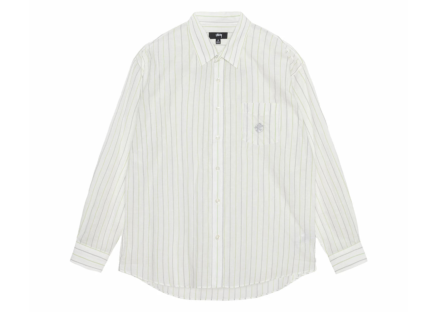 Stussy Classic Striped Cotton Linen Shirt White