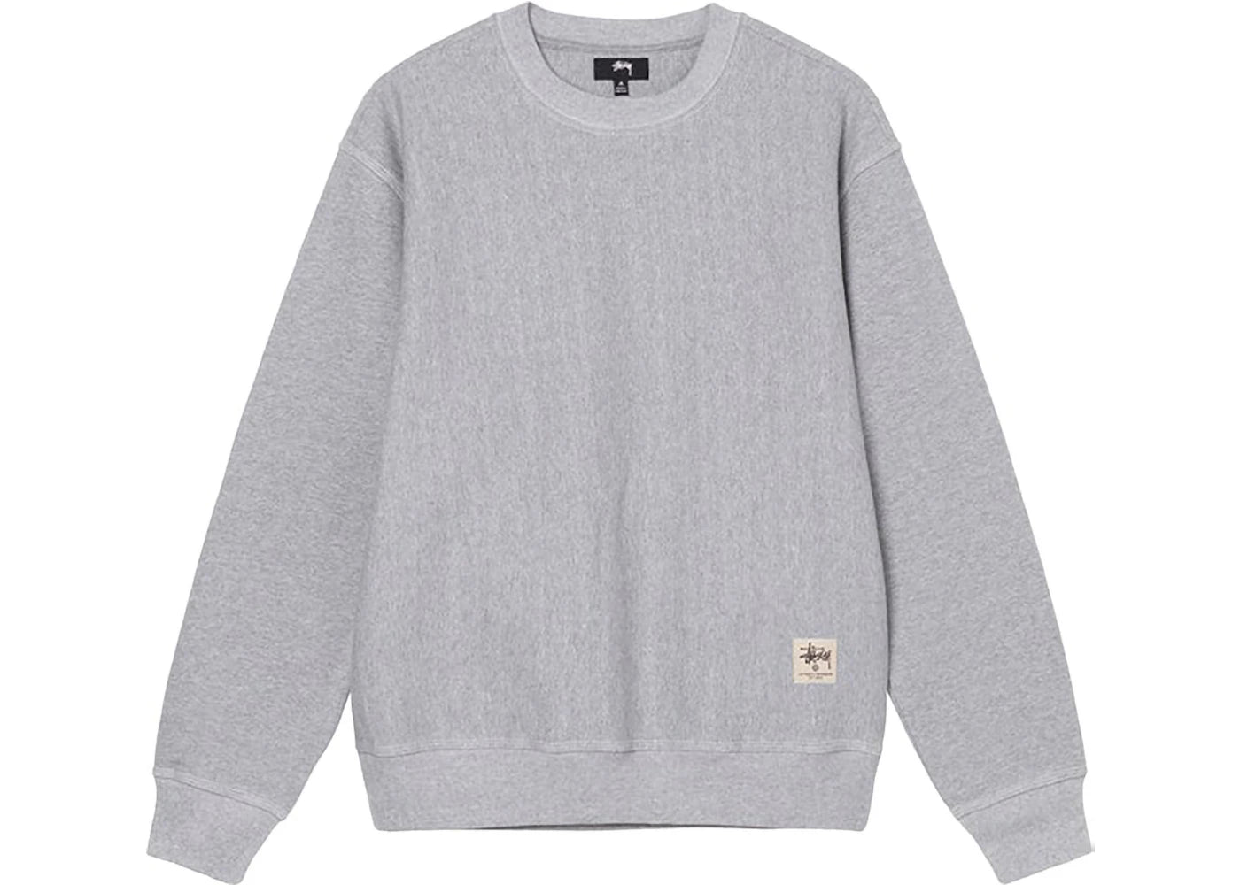 Stussy Contrast Stitch Label Crew Sweater Grey Heather