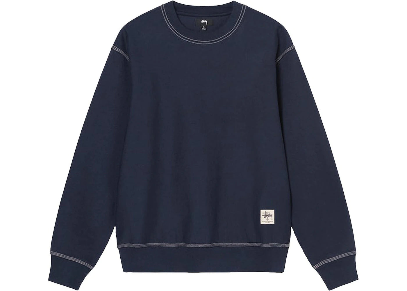 Stussy Contrast Stitch Label Crew Sweater Navy