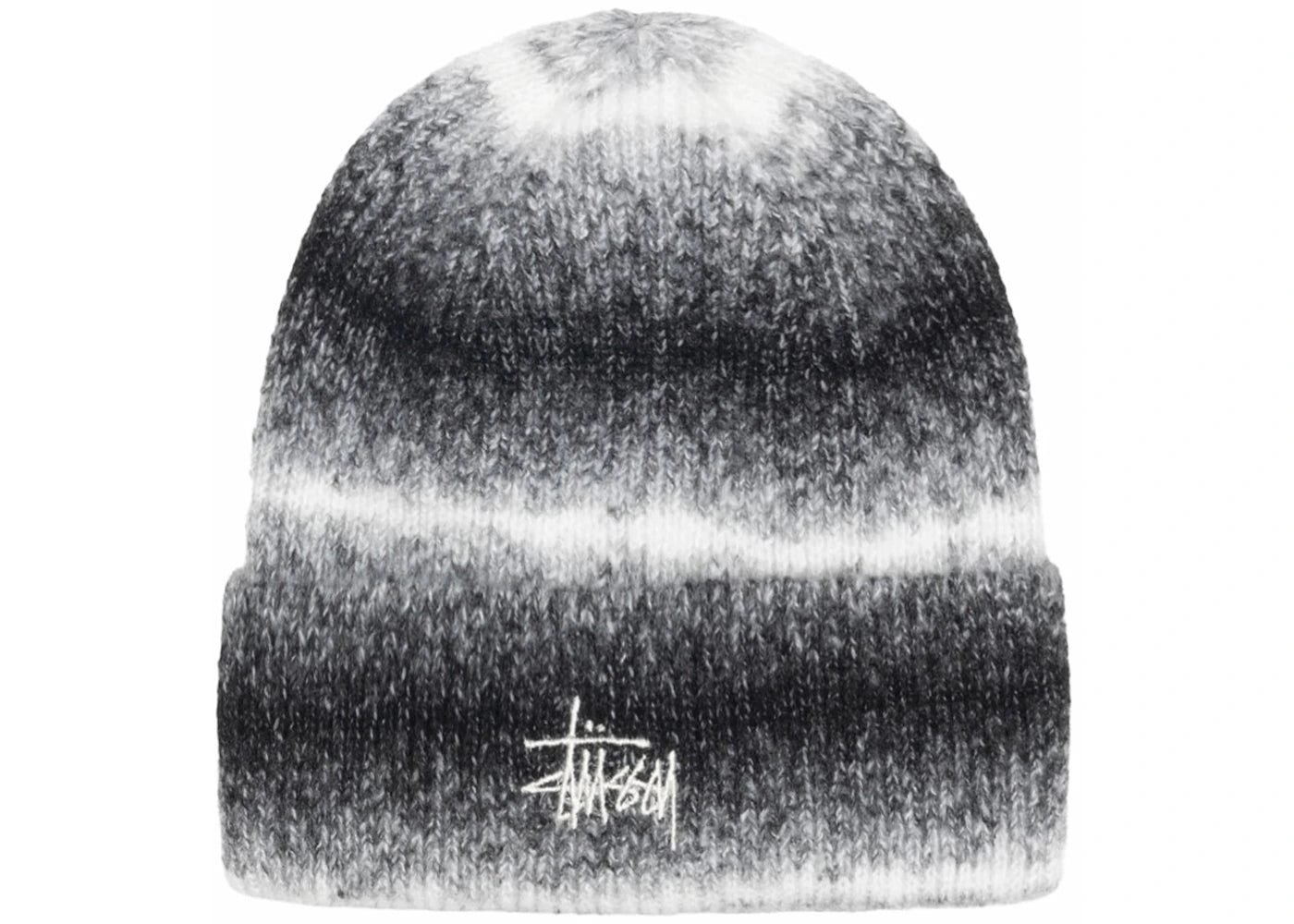 Stussy Cuff Stripe Knit Beanie Black