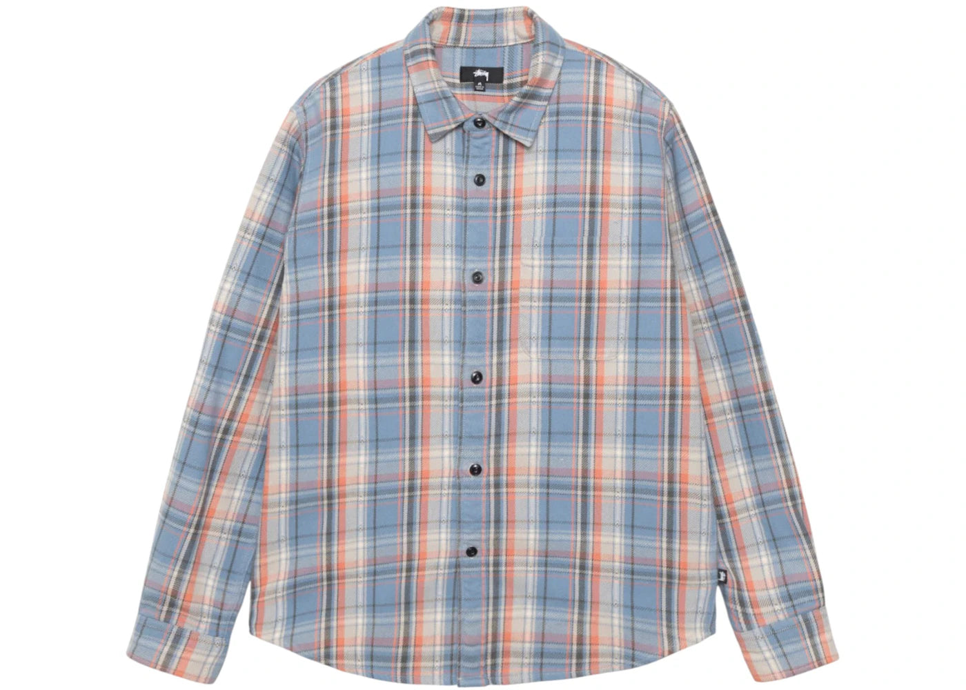 Stussy Dan Washed Cotton Plaid Shirt Blue