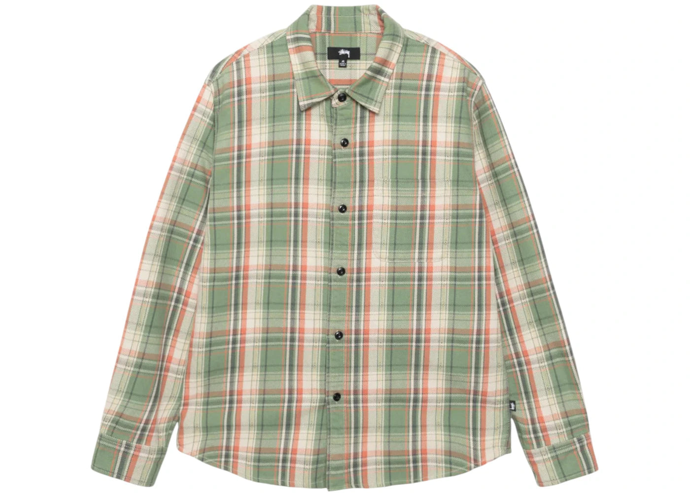 Stussy Dan Washed Cotton Plaid Shirt Green